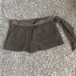 Express Army Green Polyester Shorts